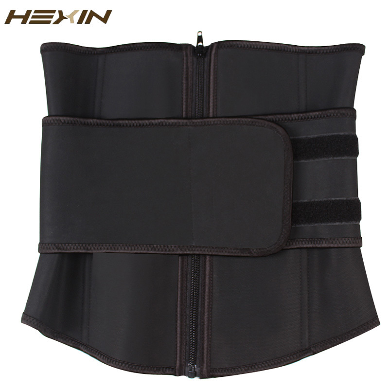 HEXIN Abdominal Belt High Compression Zipper Plus Size Latex Waist Cincher Corset Underbust Body Fajas Sweat Waist Trainer T200824