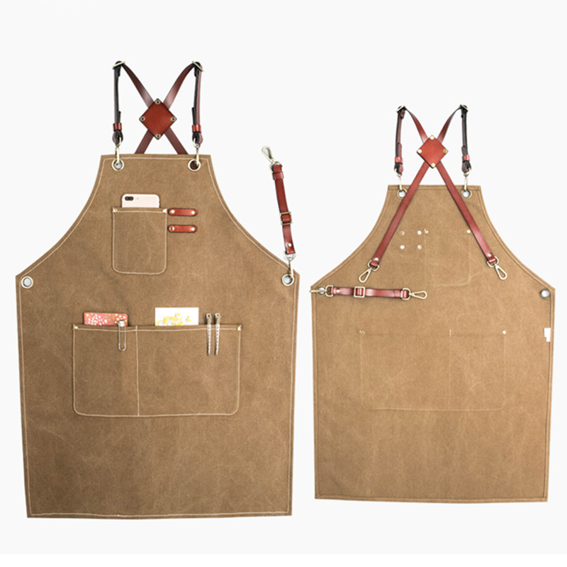 Khaki Gray Canvas Apron Leather Strap Barista Bartender Baker Chef Waitstaff Uniform Hairdresser Barber Florist Work Wear E28
Khaki Gray Canvas Apron Leather Strap Barista Bartender Baker Chef Waitstaff Uniform Hairdresser Barber Florist Work Wear E28