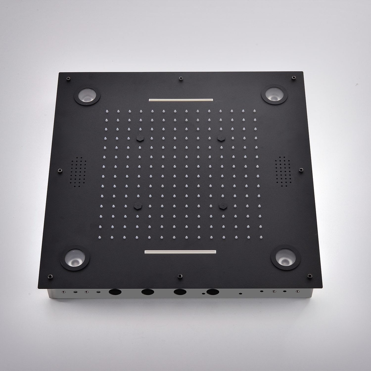 Bluetooth Music Shower Head Bathroom Accessories Ceiling LED Overhead Panel 24inch 304 Stainless Steel Black System Faucets