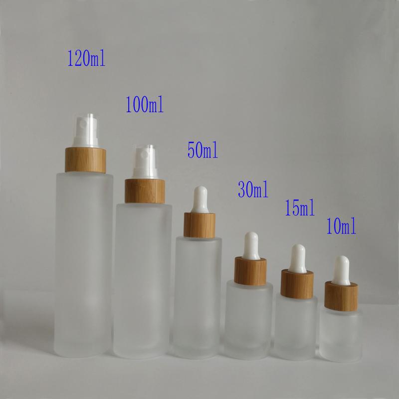 5pcs 5g 10g 15g 30g 50g Scrub Cream Bottle Glass Eye Cream Mask Empty Jar bamboo cap bamboo lid skin care container