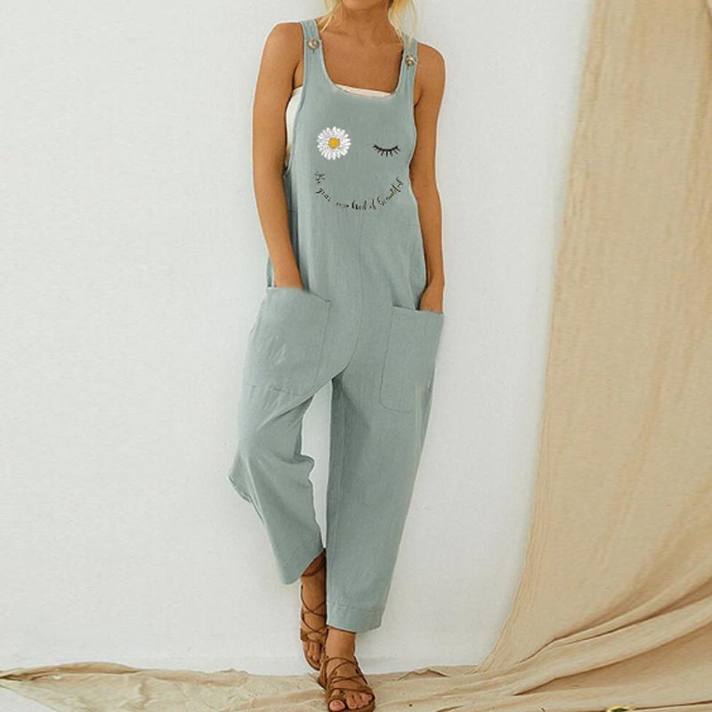 Women Loose Cotton Linen Jumpsuit Summer Floral Print Button Strappy Bodysuit Casual Backless Pocket Wide Leg Overall Romper 5XL, 10 green
Women Loose Cotton Linen Jumpsuit Summer Floral Print Button Strappy Bodysuit Casual Backless Pocket Wide Leg Overall Romper 5XL, 10 green