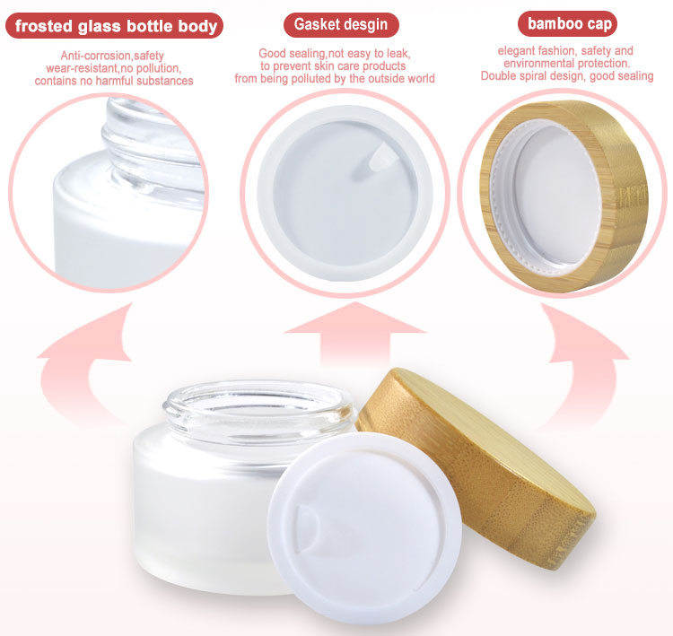 cosmetic bamboo lid glass jar, 50g face cream frost glass jar with bamboo lid face cream cosmetics jar 
cosmetic bamboo lid glass jar, 50g face cream frost glass jar with bamboo lid face cream cosmetics jar