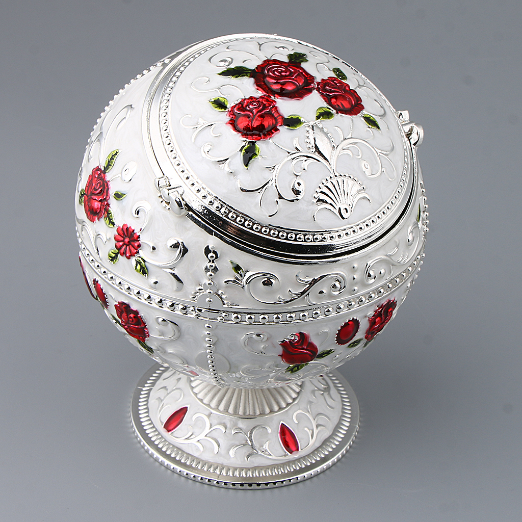 Zinc Alloy Jewelry Box With Lid Windproof Ashtray Vintage Flower Embossed Jewelry Box Trinket Case Jewelry Storage Home Decor MX200810