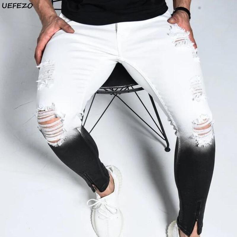 UEFEZO Gradient Color Ripped Jeans Men Casual Slim Fit Skinny Jeans Homme Brand Motor Biker Hip Hop Zipper Denim Pants Trouser, White black
UEFEZO Gradient Color Ripped Jeans Men Casual Slim Fit Skinny Jeans Homme Brand Motor Biker Hip Hop Zipper Denim Pants Trouser, White black