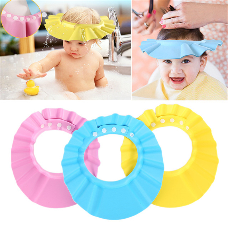1PCS Soft Adjustable Baby Shower Cap Prevent Water Into Ear Protect Children Kid Shampoo Bath Wash Hair Shield Hat Waterproof - view 5