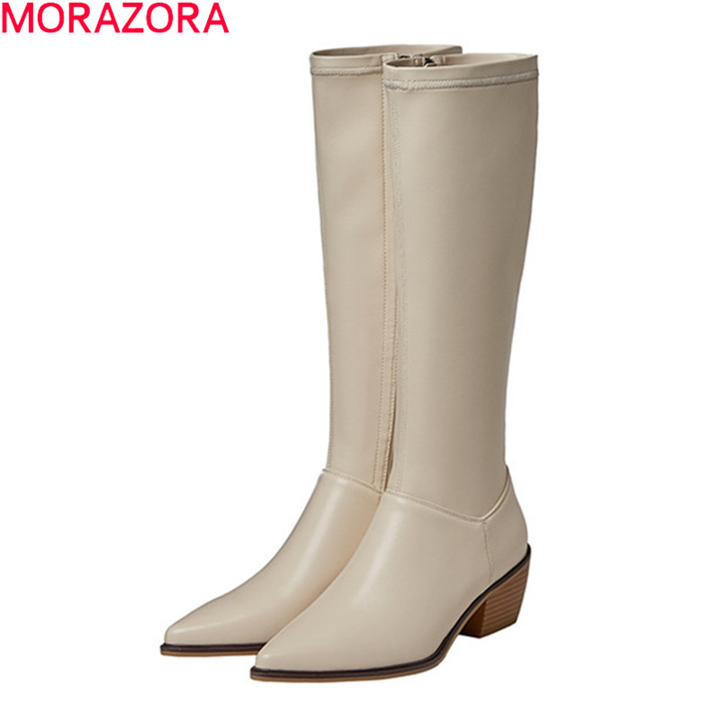 MORAZORA 2020 New hot sale women boots thick high heels pointed toe ladies shoes winter 2 colors knee high boots black, Black not fur
MORAZORA 2020 New hot sale women boots thick high heels pointed toe ladies shoes winter 2 colors knee high boots black, Black not fur