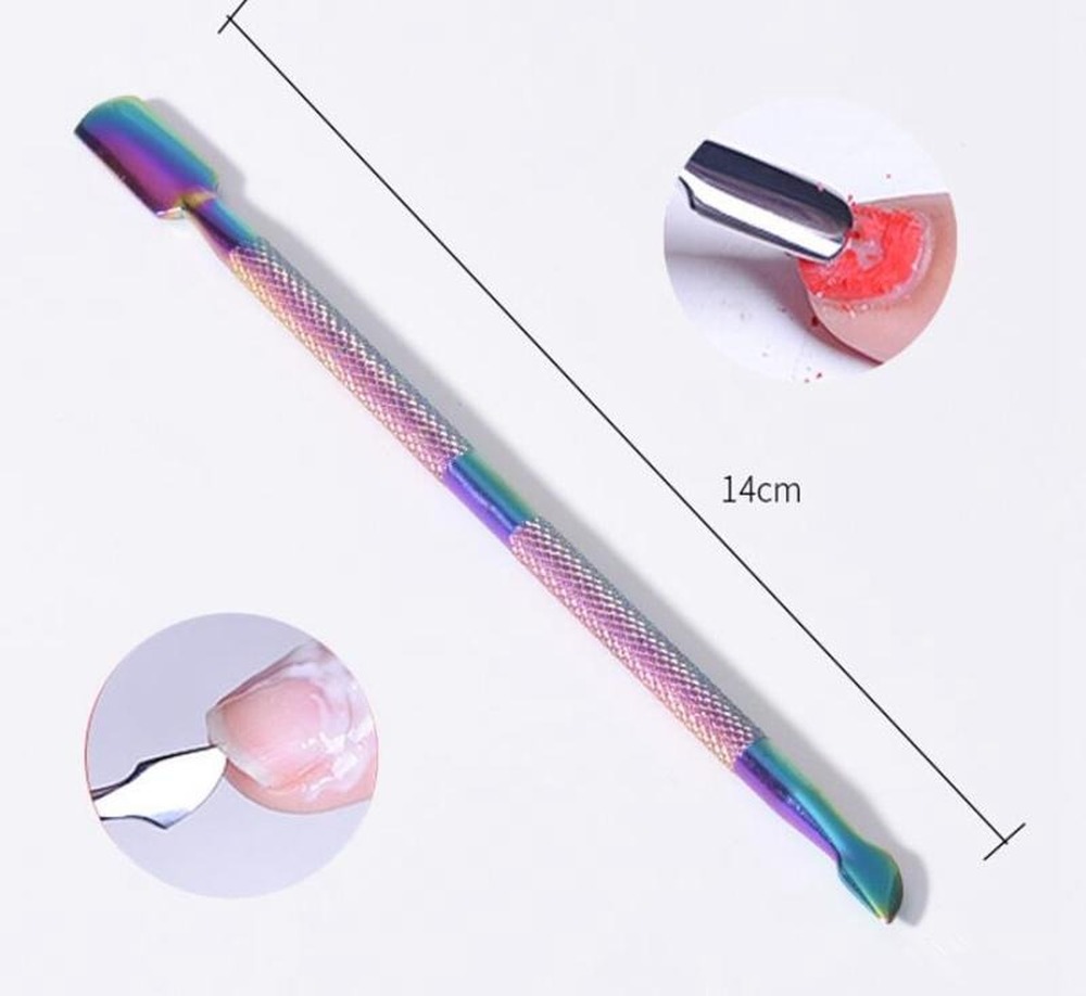 Rainbow Nail Manicure Tools Stainless Steel Dead Skin Remover Nail File Manicure Cutter Spoon Cuticle Pusher Clipper Nail Art Manicure Tools