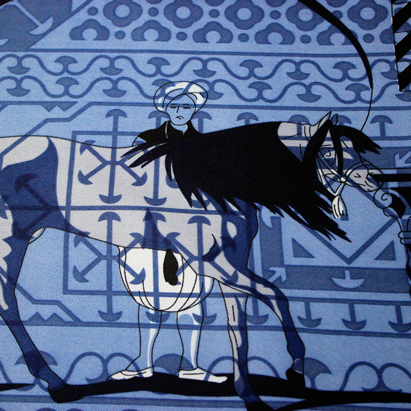 Single-Sided Hair Scarf Wrap Head Scarf 130 Sauqre Silk Scarf Top Horse Print Bandana Vintage Neck Foulard Femme Headwrap Versatile Accessor