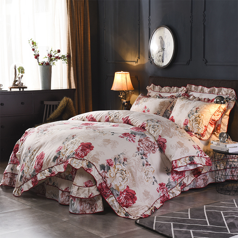Vintage style Floral Ruffle Zipper Duvet Cover Bed Sheet Pillowcase Lightweight Microfiber Soft Bedding sets Queen size 4Pcs, Color 6
Vintage style Floral Ruffle Zipper Duvet Cover Bed Sheet Pillowcase Lightweight Microfiber Soft Bedding sets Queen size 4Pcs, Color 6