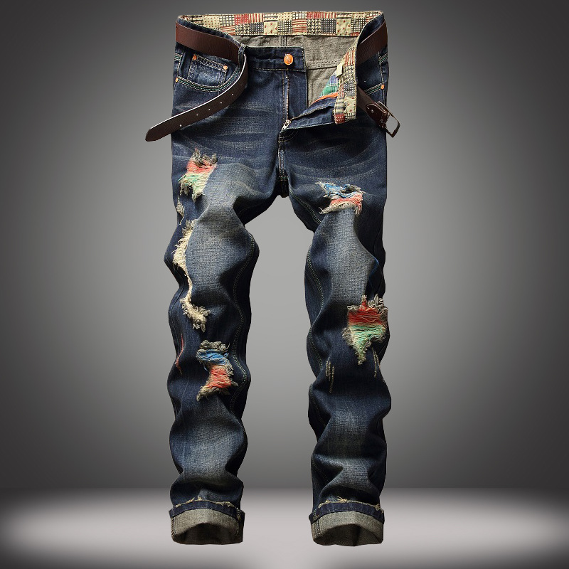 EVJSUSE street personality painted jeans men straight hole men's jeans trousers Manual abrasion ripped retro blue
EVJSUSE street personality painted jeans men straight hole men's jeans trousers Manual abrasion ripped retro blue