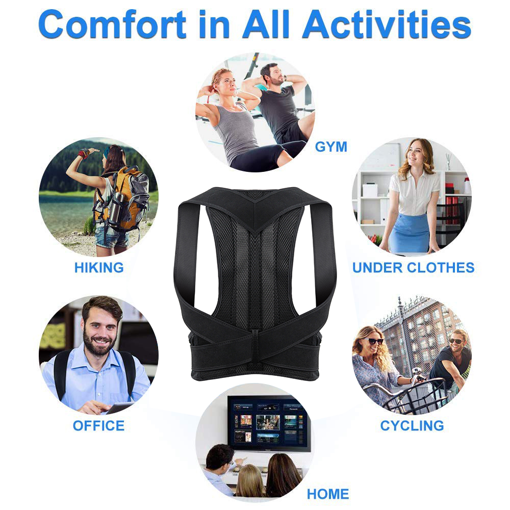 Adjustable Back Posture Corrector Support Shoulder Lumbar Brace Support Corset Back Belt for Men Women