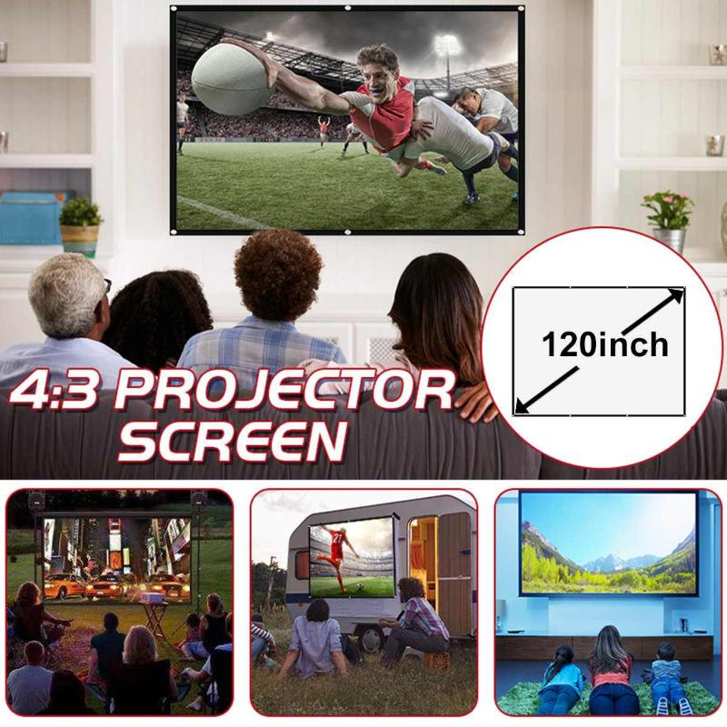4:3 Foldable Design Home Polyester Projection Screen Film Theater Outdoor 60/72/84/100/120 inch Movie Video Screen for Projector