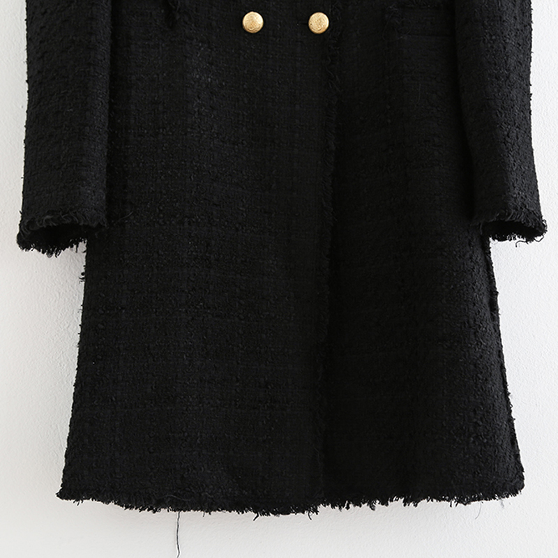 Women's Wool & Blends Women Fashion Double Breasted Tweed Dress Style Jackets Elegant Ladies Turn Down Collar Long Sleeve Coats1