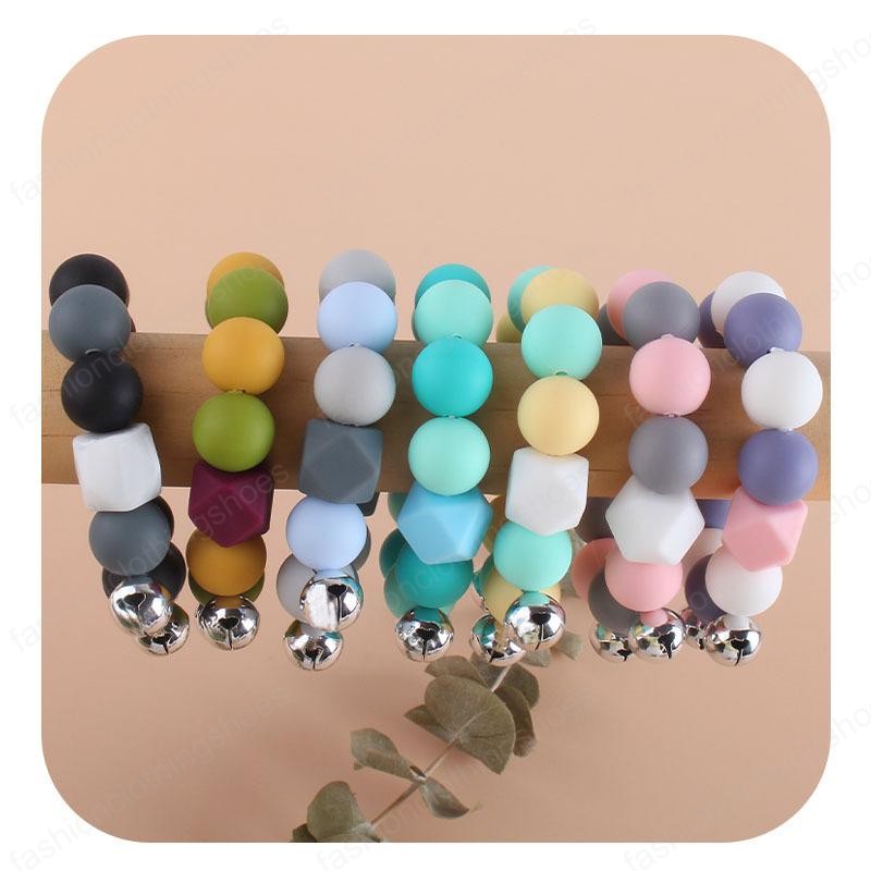 Baby Bell Toy Teethers Toddlers Boy Girls Bell Silicone Bead Teething Bracelet Baby Teething Stick