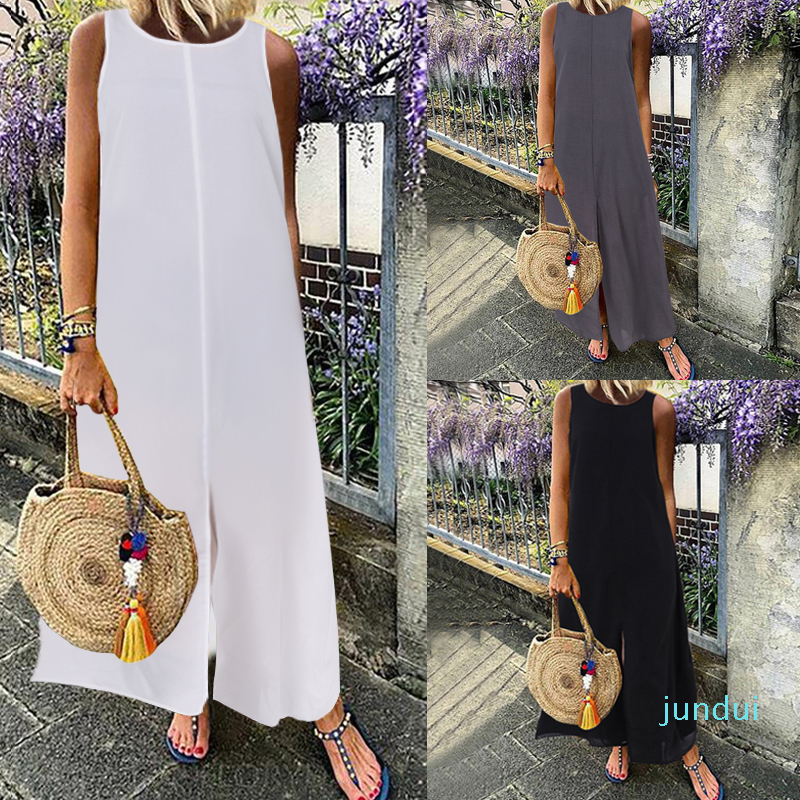 Hot Sale Plus Size Sundress 2019 Celmia Women Summer Sleeveless Maxi Long Dress Female Casual Loose Solid Maxi Dress Holiday Vestido Robe, Black 1
Hot Sale Plus Size Sundress 2019 Celmia Women Summer Sleeveless Maxi Long Dress Female Casual Loose Solid Maxi Dress Holiday Vestido Robe, Black 1