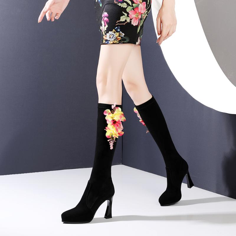 Aliona Shoo Women Flower Knee High Boots Square High Heels Party Long Tube Booties Lady Sexy Over Knee Thigh Boots shoes 40, Black
Aliona Shoo Women Flower Knee High Boots Square High Heels Party Long Tube Booties Lady Sexy Over Knee Thigh Boots shoes 40, Black