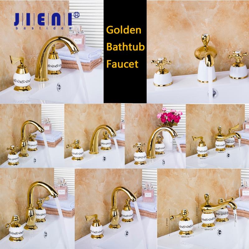 JIENI Luxury Golden Plated Bathroom Faucet Set 3 Pcs European Bathtub Split Basin Mixer Tap Faucet W/Ceramic Cross Handles
JIENI Luxury Golden Plated Bathroom Faucet Set 3 Pcs European Bathtub Split Basin Mixer Tap Faucet W/Ceramic Cross Handles