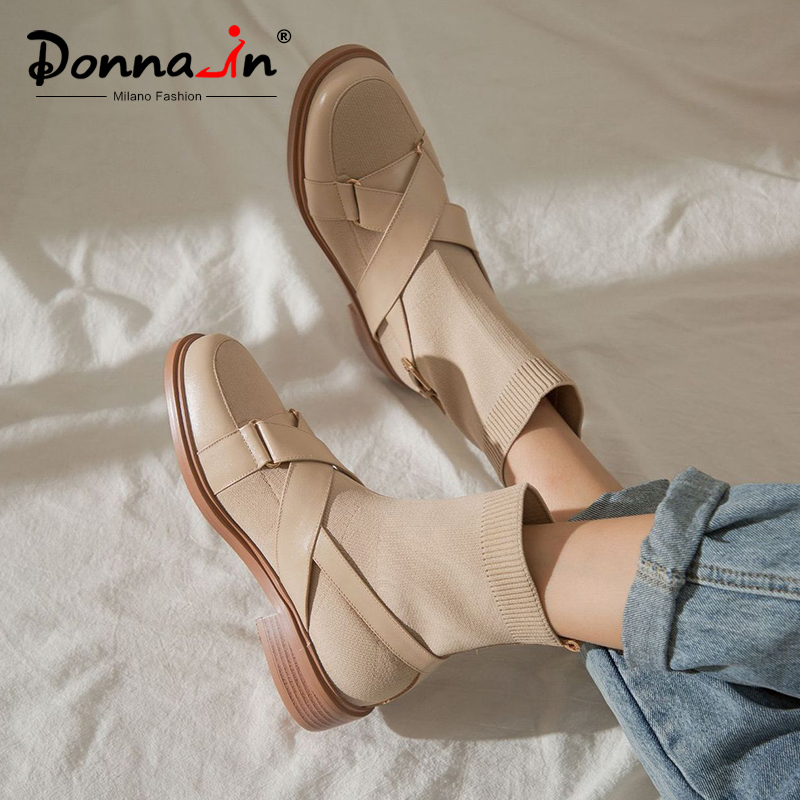 Donna-in Elastic Knitting Winter Ankle Sock Boots Women Breathable Real Leather Boots Stockings Stretch Slip On Shoes Feminine, Apricot pigskin
Donna-in Elastic Knitting Winter Ankle Sock Boots Women Breathable Real Leather Boots Stockings Stretch Slip On Shoes Feminine, Apricot pigskin