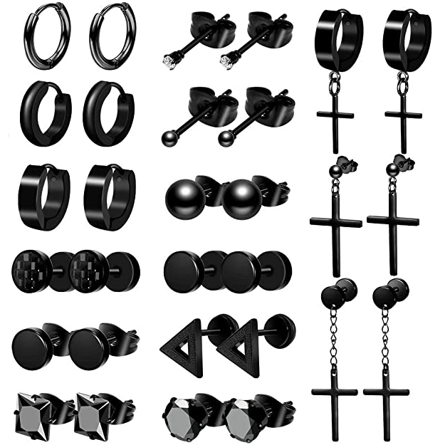 D1034 Black Earring Stud For Men 15 Pairs Stainless Steel Black Earring Sets Women Earring Piercing Jewelry
D1034 Black Earring Stud For Men 15 Pairs Stainless Steel Black Earring Sets Women Earring Piercing Jewelry