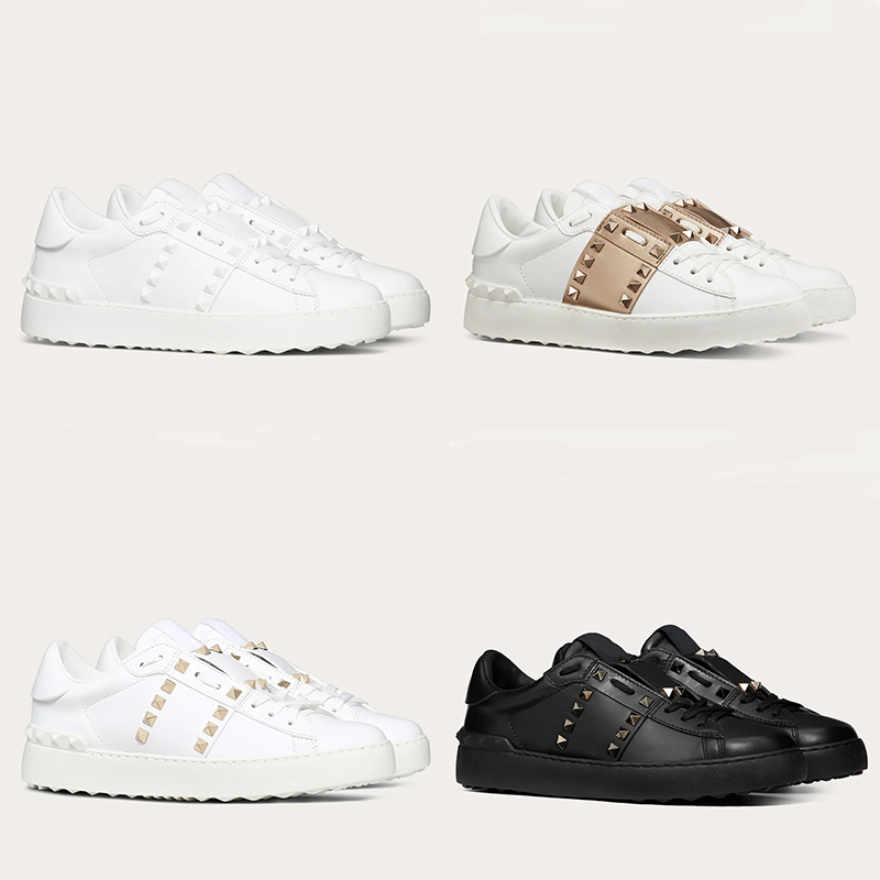 Men Women UNTITLED Open Sneakers Calfskin Leather Rochstuds Shoes White Platinum-finish Studs Trainers Lace-up Shoes High Quality Big Size, Color 17
Men Women UNTITLED Open Sneakers Calfskin Leather Rochstuds Shoes White Platinum-finish Studs Trainers Lace-up Shoes High Quality Big Size, Color 17