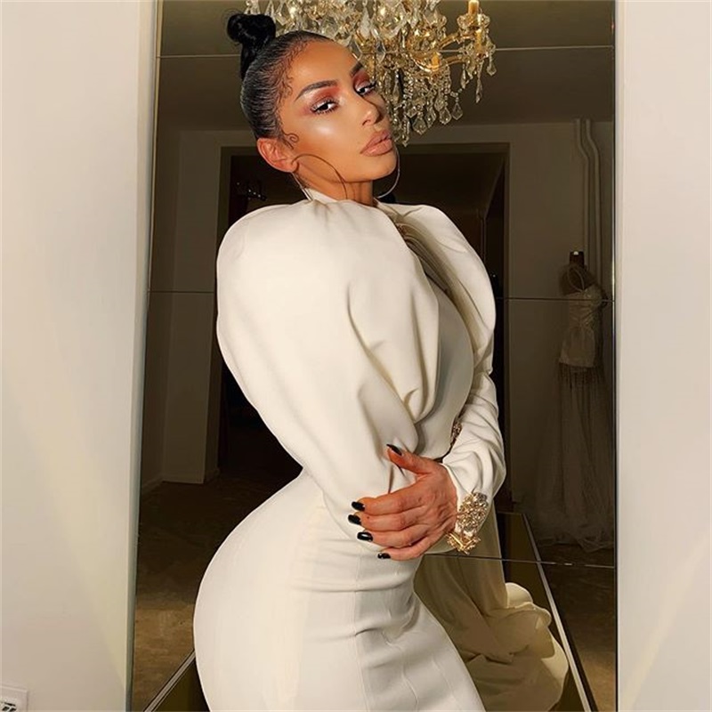 Arabic Dubai Mermaid Evening Dresses High-neck Beads Peplum Long Sleeves Formal Party Gown Sweep Train Custom Made Red Carpet Dress Hot Sale