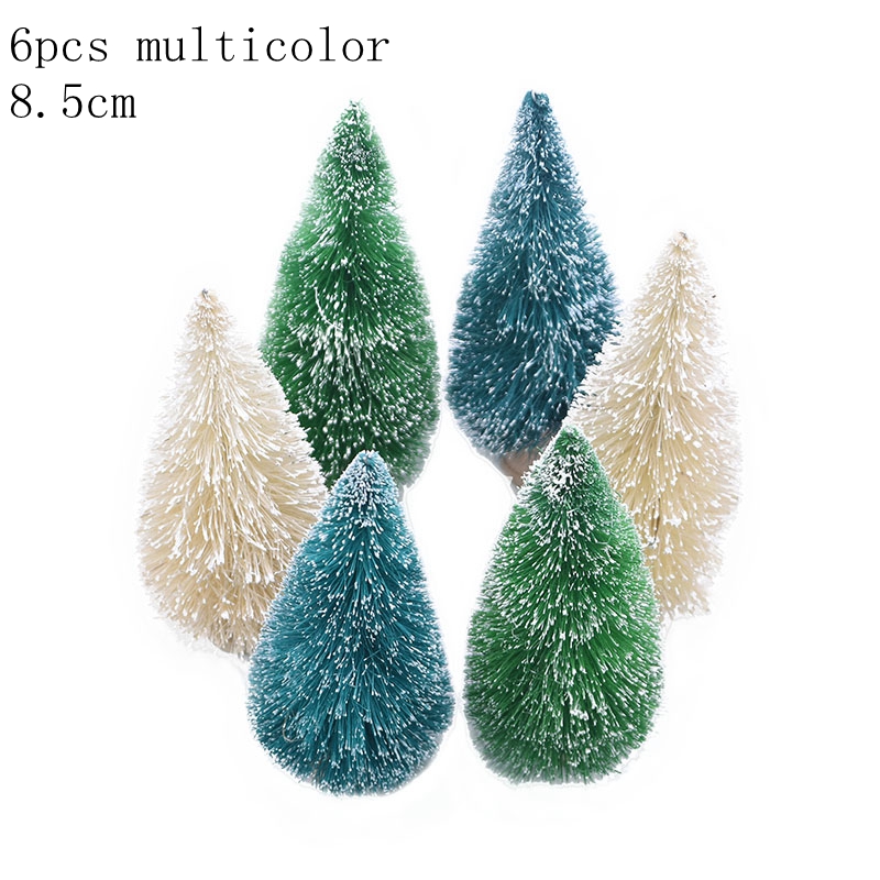 Christmas Decorations 6.5cm To 16cm Small Decorated Tree Fake Pine Mini Artificial Santa Snow Home Decoration