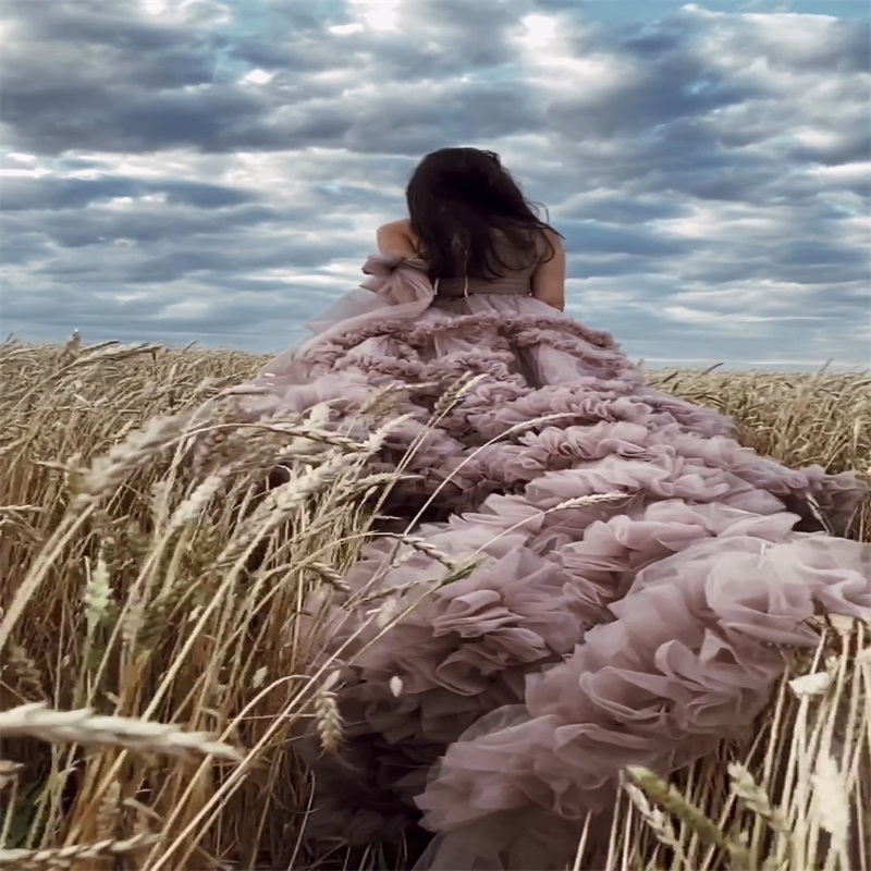 pregnant wedding robes long sleeves ruched tulle newest night gown for women ribbon sweep train sexy vneck sleepwear