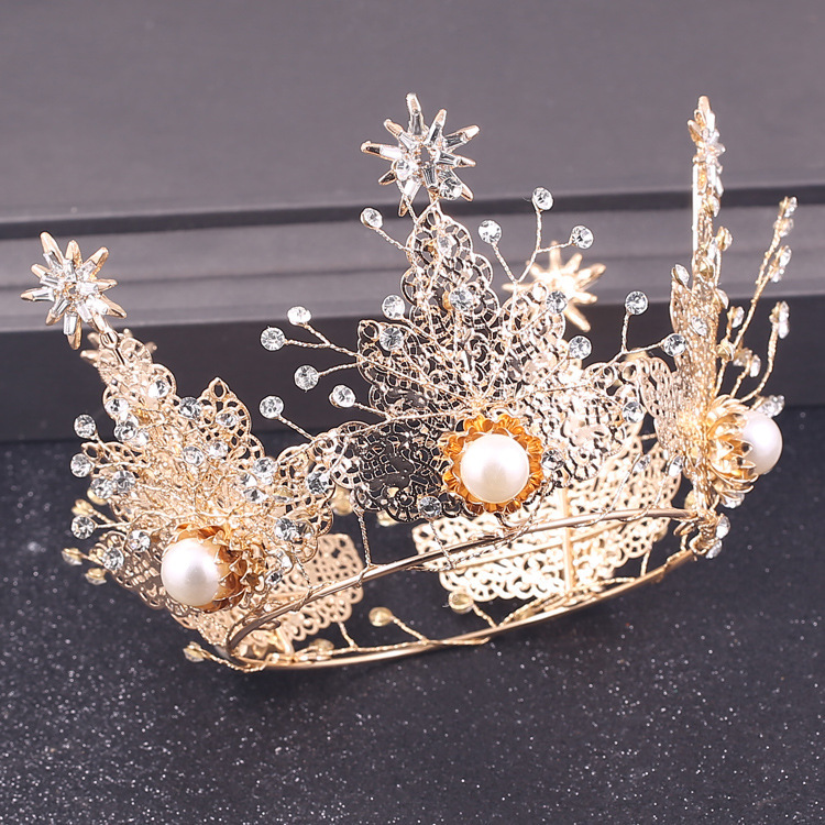 Exaggerated ring crown high-quality bright pearl headdress baroque court crown wedding queen accessories handmade
Exaggerated ring crown high-quality bright pearl headdress baroque court crown wedding queen accessories handmade