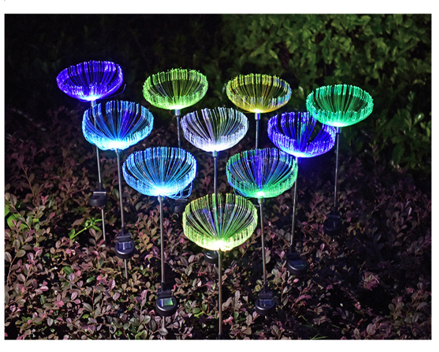 Lawn lamp Outdoor LED Jellyfish Fiber Optic Colorful Solar Lights Restaurant Home garden Decor Wedding Party Waterproof IP65 10pcs