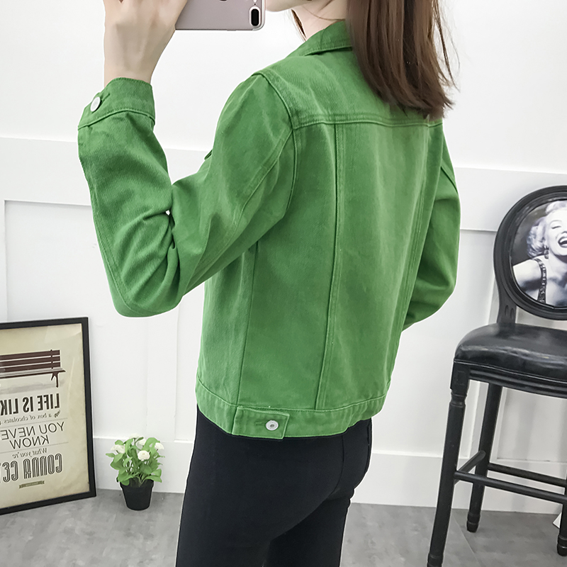 Basic Jeans Jacket Women Green 2020 Autumn Woman Denim Jean Womens Coats Jackets Female Slim Stretch Short Coat Feminina Clothes5654820