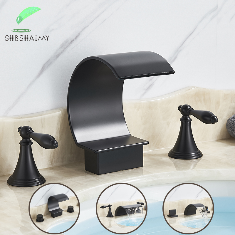 SHBSHAIMY Matte Black Basin/Bathroom Faucet Deck Mounted 3 PCS Widespread Double Handle Hot and Cold Basin Mixer Tap
SHBSHAIMY Matte Black Basin/Bathroom Faucet Deck Mounted 3 PCS Widespread Double Handle Hot and Cold Basin Mixer Tap