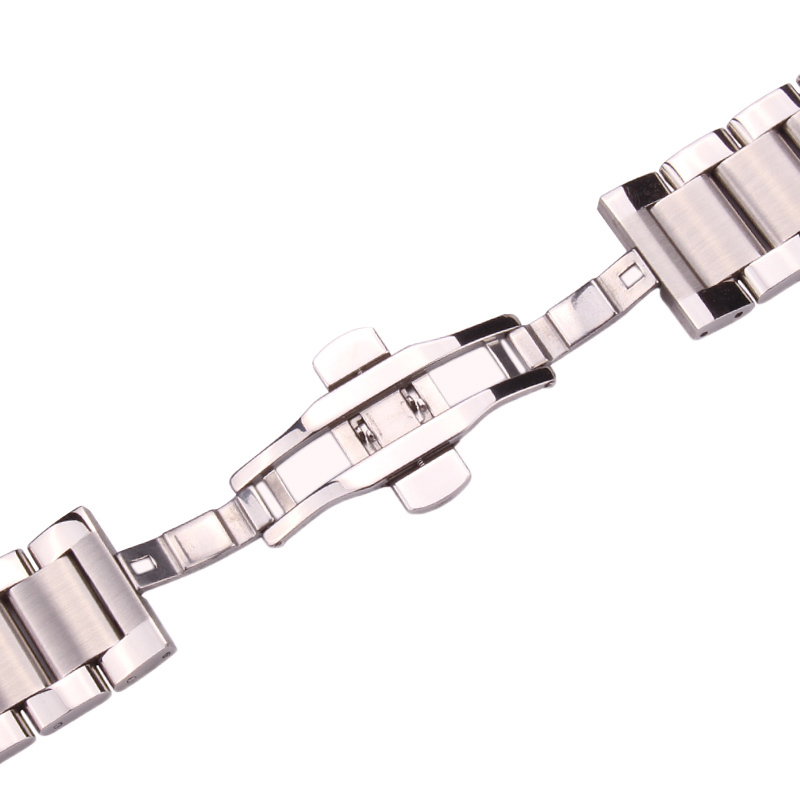 Solid 316L Stainless Steel Watchbands Silver 18mm 20mm 22mm Metal Watch Band Strap Wrist Watches Bracelet CJ191225