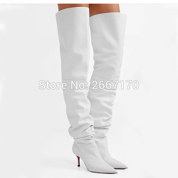 Fashion Runway Solid Plain Leather Ladies Shoes Autumn Winter Over The Knee Botines Slip On Pointed Toe White Thigh High Boots, As pic
Fashion Runway Solid Plain Leather Ladies Shoes Autumn Winter Over The Knee Botines Slip On Pointed Toe White Thigh High Boots, As pic