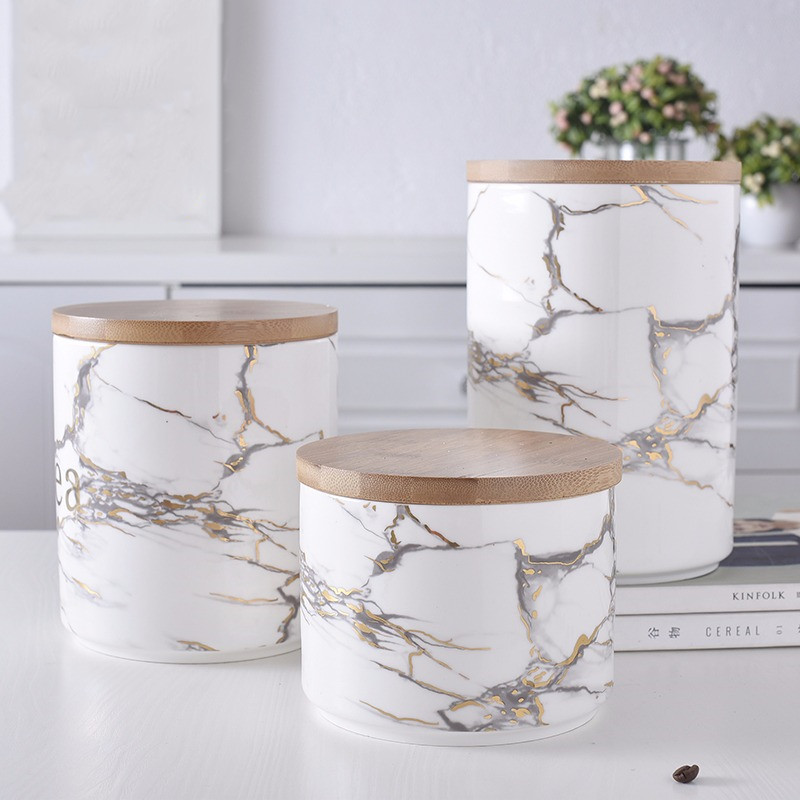 Nordic Marbled Texture Ceramic Seasoning Jar Set Sealed Storage Wood Cover Fresh-keeping Jars Dried Fruit Miscellaneous Gra
Nordic Marbled Texture Ceramic Seasoning Jar Set Sealed Storage Wood Cover Fresh-keeping Jars Dried Fruit Miscellaneous Gra