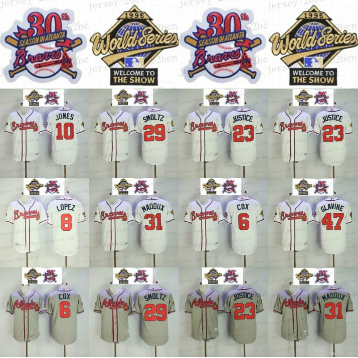 Atlanta 1995 WS Jersey Bobby Cox Javy Lopez Chipper Jones David Justice John Smoltz Greg 31 Maddux Tom Glavine John Rocker 02, As picture
Atlanta 1995 WS Jersey Bobby Cox Javy Lopez Chipper Jones David Justice John Smoltz Greg 31 Maddux Tom Glavine John Rocker 02, As picture