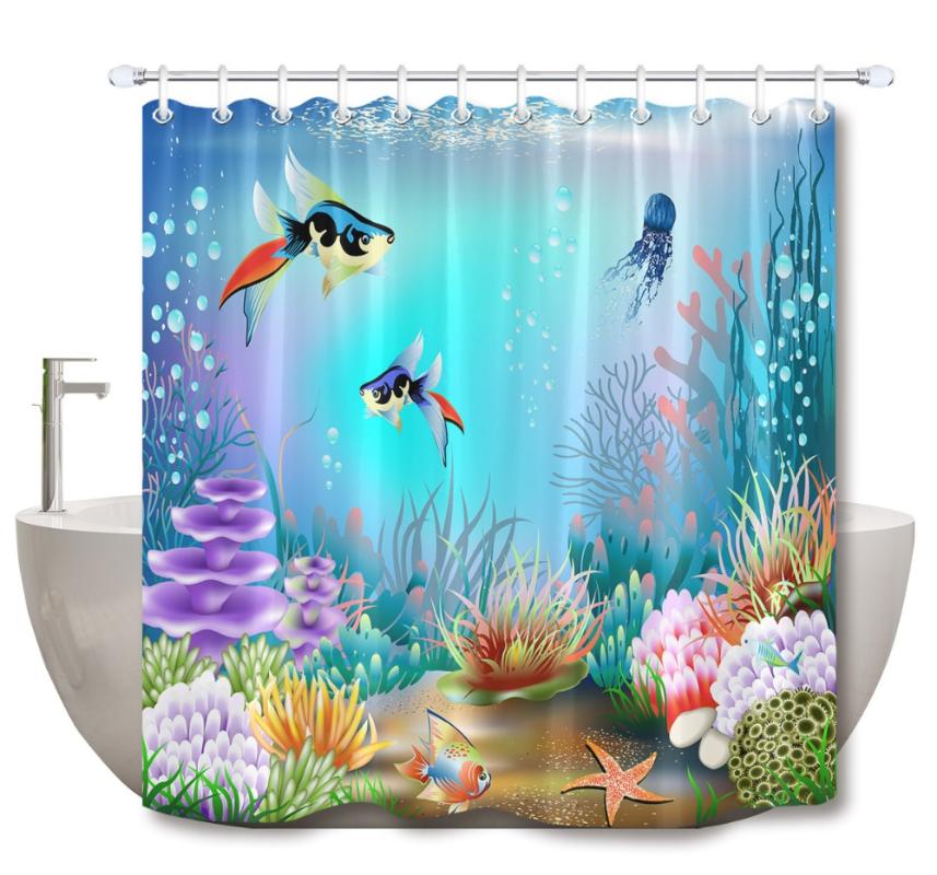 LB 3D Underwater World of Fish Coral And Plants Extra Long Shower Curtain Mat Set Waterproof Bathroom Fabric For Bathtub Decor
LB 3D Underwater World of Fish Coral And Plants Extra Long Shower Curtain Mat Set Waterproof Bathroom Fabric For Bathtub Decor