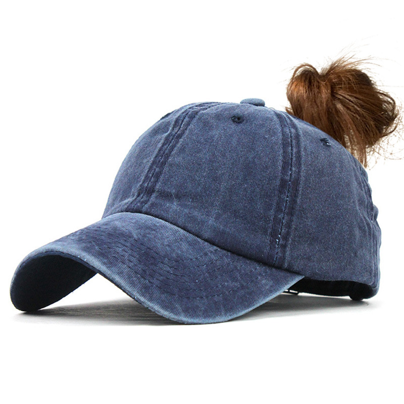 Ponytail Baseball Cap Messy Hats For Women Washed Cotton Snapback Caps Casual Summer Sun Visor Female Outdoor Sport Hat