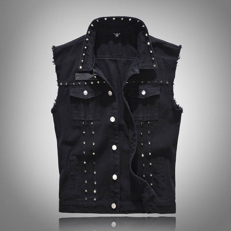Sleeveless Slim Vntage Summer Autumn Male Vest Retro Cowboy Fashion Rivet Vest Denim Men Coats Vintage Black Solid Color Y
Sleeveless Slim Vntage Summer Autumn Male Vest Retro Cowboy Fashion Rivet Vest Denim Men Coats Vintage Black Solid Color Y