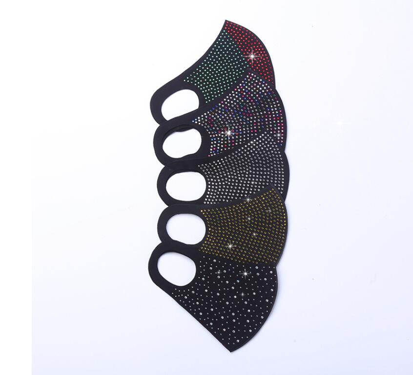 Full rhinestone 3D face mask fashion women girl shine diamond bling mouth covers anti dust windproof 5 colors