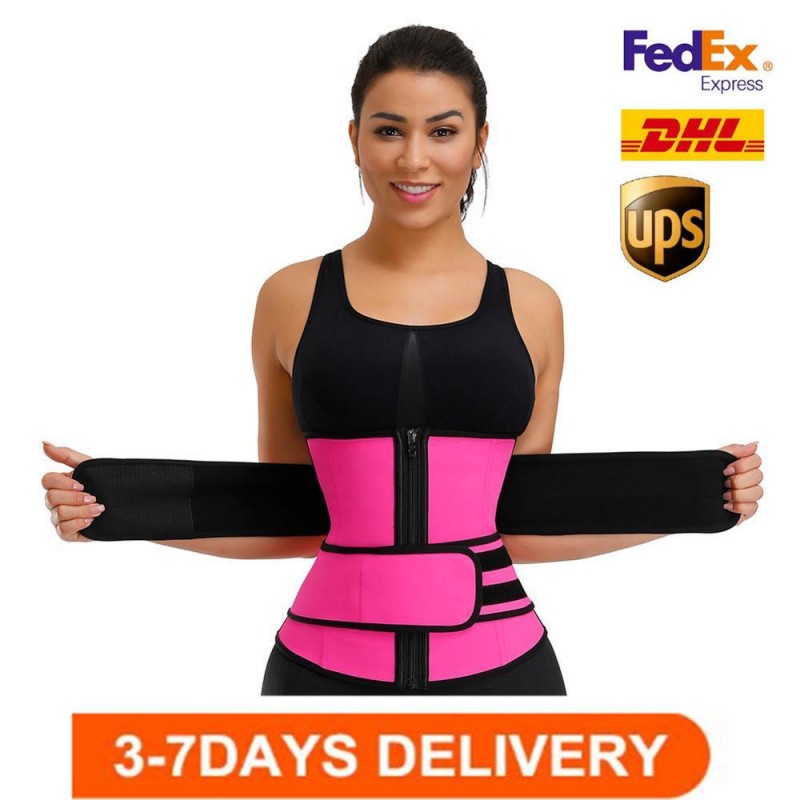 

US STOCK, Men Women Shapers Waist Trainer Belt Corset Belly Slimming Shapewear Adjustable Waist Support Body Shapers FY8084, Fuchsia