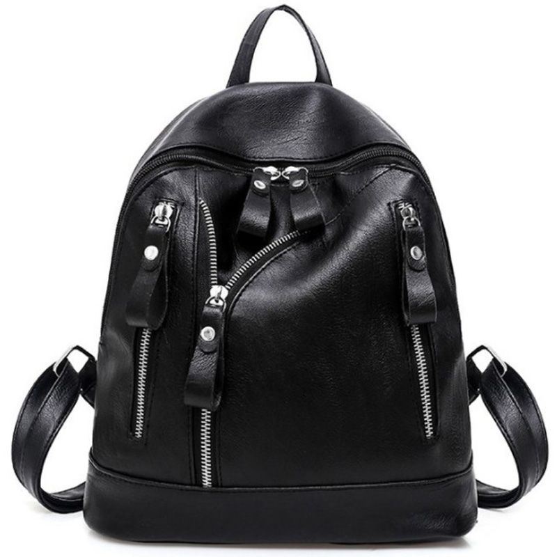 European And American Tide Pu Soft Leather Backpack Fashion Wild Female Backpack Simple, Black
European And American Tide Pu Soft Leather Backpack Fashion Wild Female Backpack Simple, Black