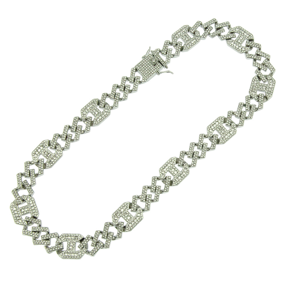 17mm Personalized Hip Hop Mens Gold Bling Diamond Cuban Link Chain Choker & Long Necklace Bracelet Masculina Bijoux Jewelry Chains for Men