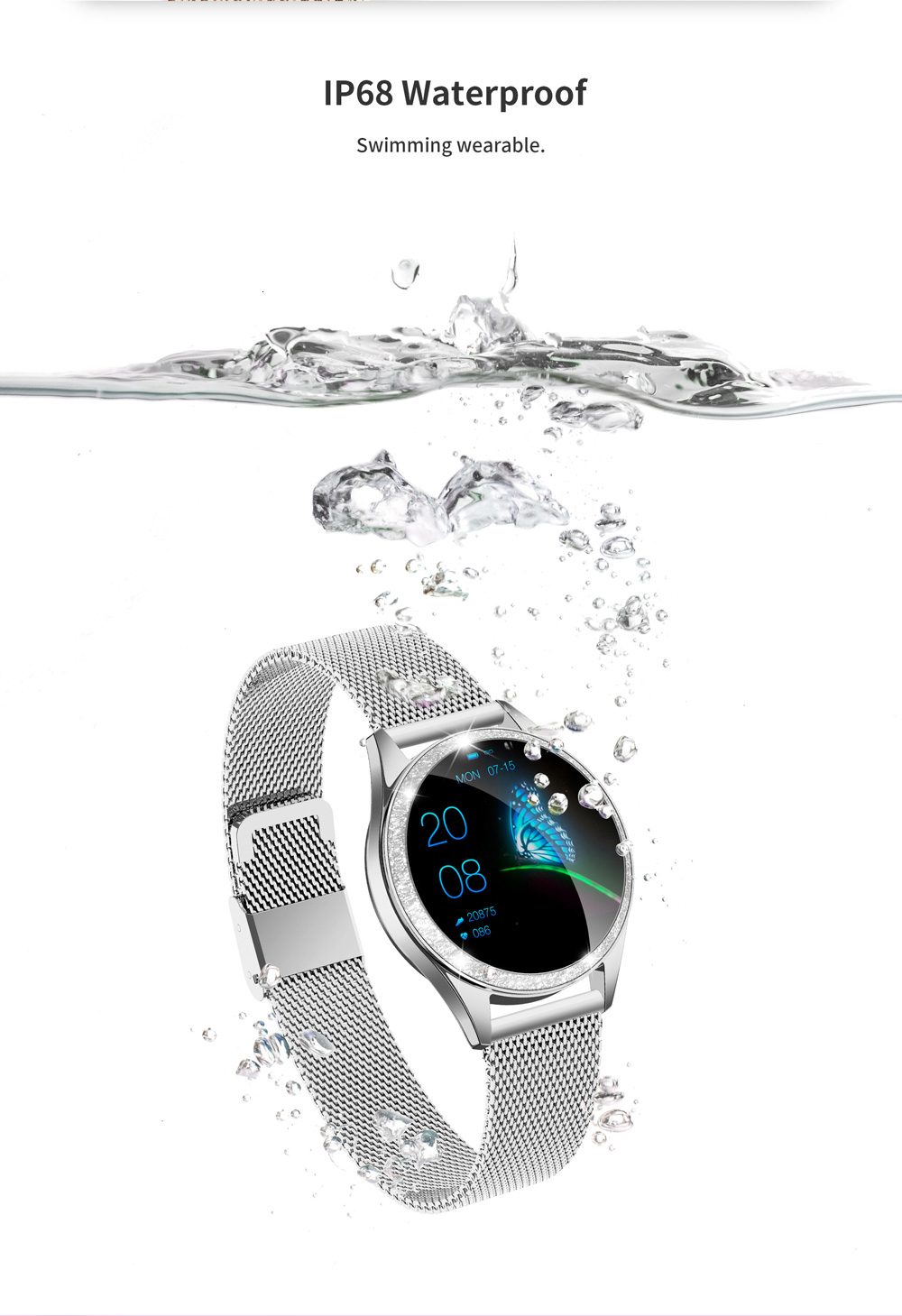 Women Smart Watch Bluetooth Full Screen Smartwatch Heart Rate Monitor Sports Watch for IOS Andriod KW20 Lady Wrist Watches55975019