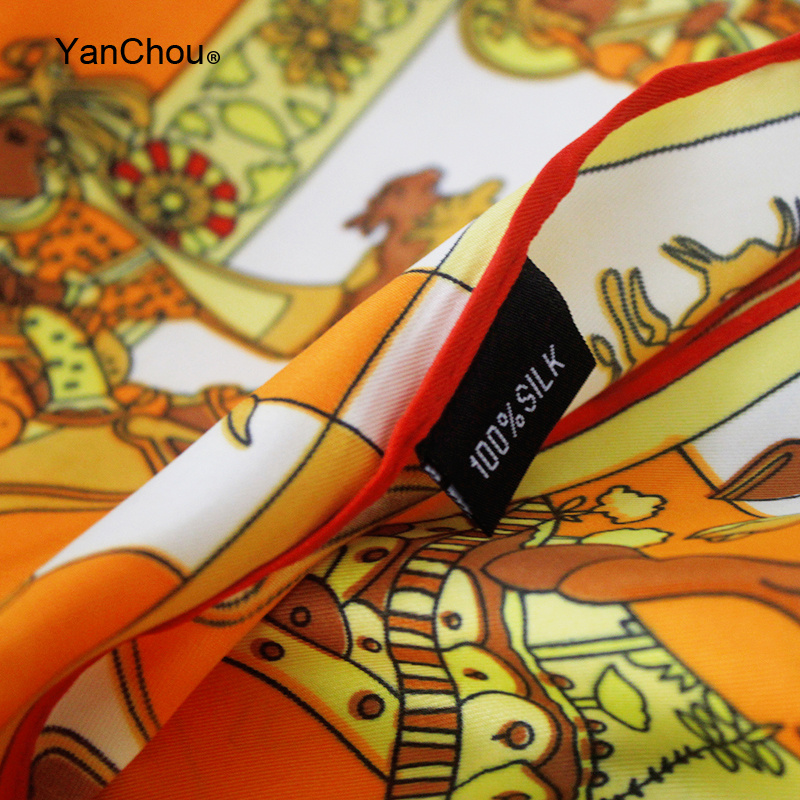 Large Hair Wrap Head Scarf 130 Sauqre Silk Scarf Printed Bandana Retro Neck Foulard Femme Headwrap