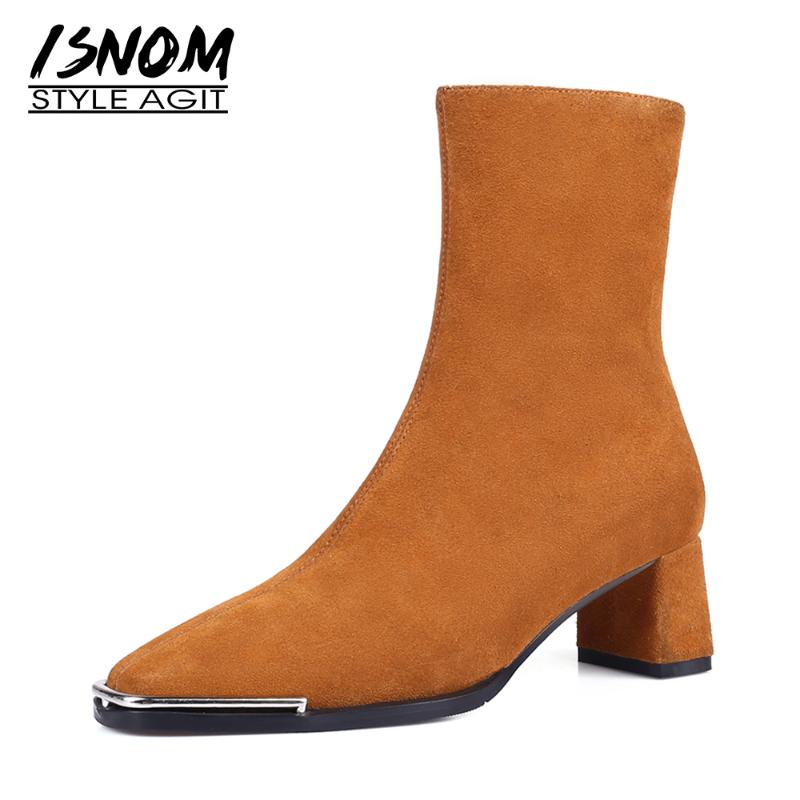 ISNOM Suede Ankle Boots Women Metal Square Toe Block Med Heels Shoes Autumn Booties Zipper Leather Woman Shoes 2021, Black
ISNOM Suede Ankle Boots Women Metal Square Toe Block Med Heels Shoes Autumn Booties Zipper Leather Woman Shoes 2021, Black