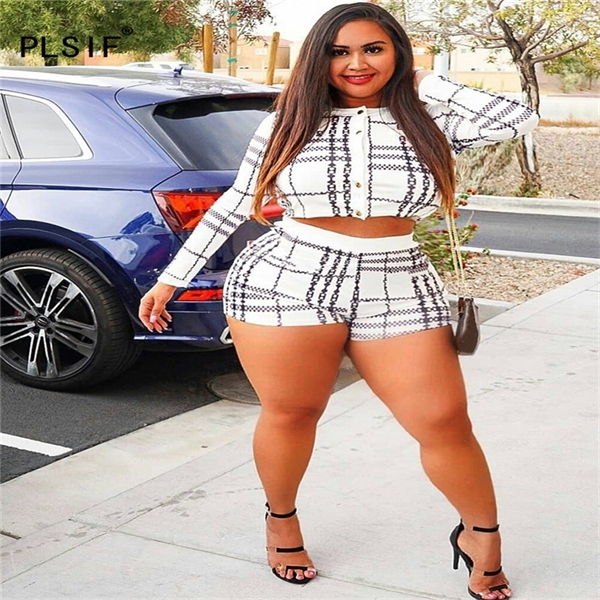 White O Neck Long Sleeve Grid Crop Top And Hot Short 2 Pieces Set Office Lady Fashion Women Tracksuits Casual Outfits
White O Neck Long Sleeve Grid Crop Top And Hot Short 2 Pieces Set Office Lady Fashion Women Tracksuits Casual Outfits