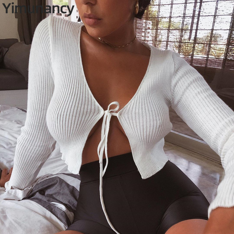 Yimunancy 2020 Autumn 3 Colors Knitted Top Women Lace Up Casual Top Ladies White/Black Crop Blusas Streetwear
Yimunancy 2020 Autumn 3 Colors Knitted Top Women Lace Up Casual Top Ladies White/Black Crop Blusas Streetwear