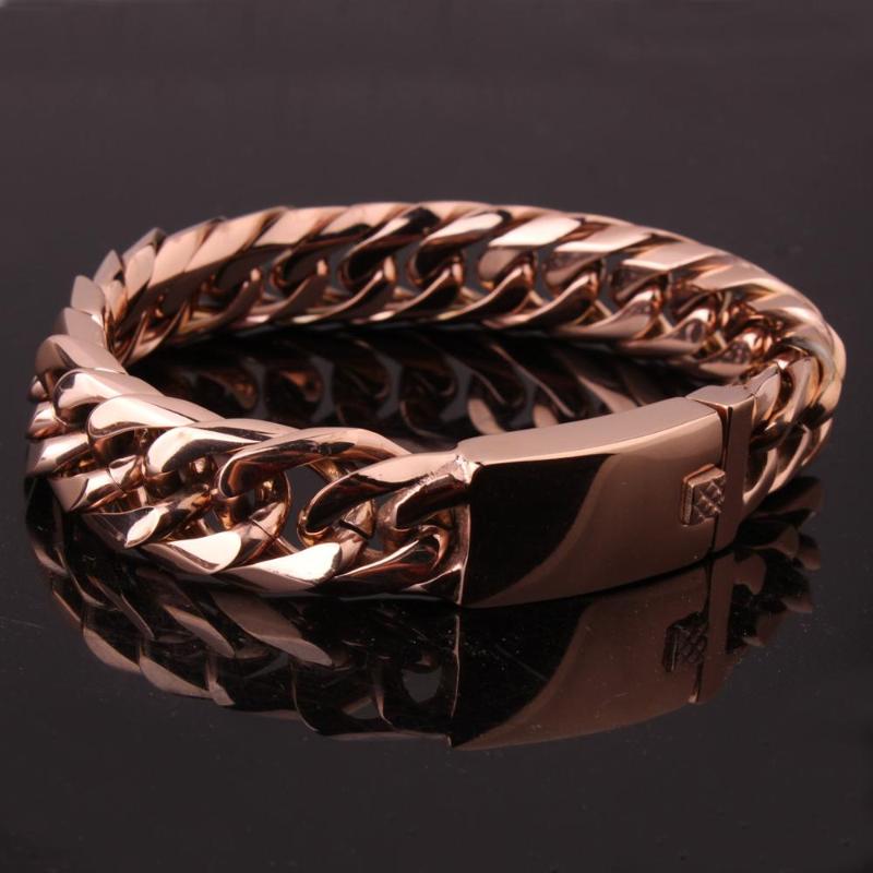 HIP Hop Stainless Steel Chain & Link Double Cuban Bracelets Biker Rose Gold Color Curb Bracelet Bangles for Men Jewelry
HIP Hop Stainless Steel Chain & Link Double Cuban Bracelets Biker Rose Gold Color Curb Bracelet Bangles for Men Jewelry