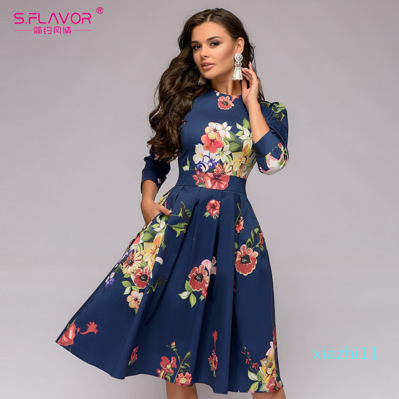 Hot Sale .flavor Vintage Women Floral Printed Navy A-line Dress Elegant O-neck 3/4 Sleeve Slim Party Vestidos Spring Summer Casual Dress, Blue
Hot Sale .flavor Vintage Women Floral Printed Navy A-line Dress Elegant O-neck 3/4 Sleeve Slim Party Vestidos Spring Summer Casual Dress, Blue