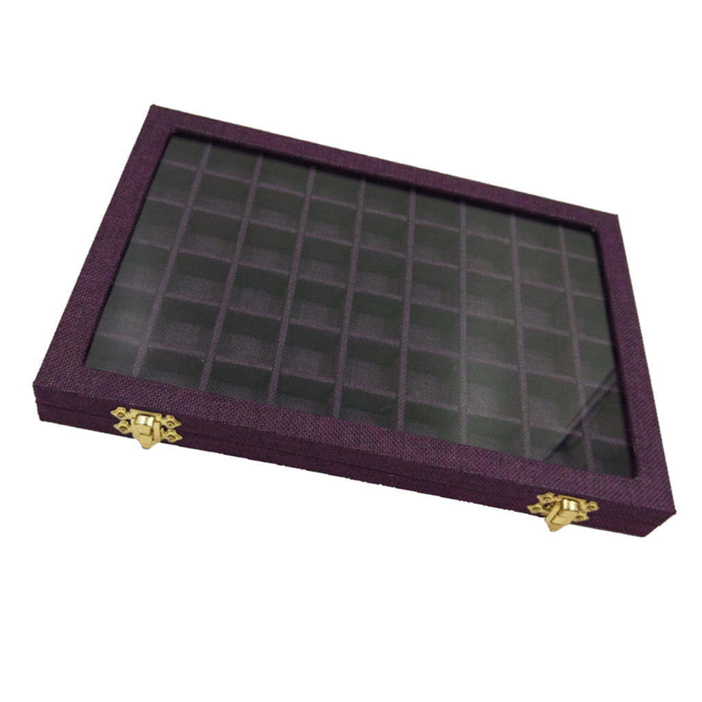54 Mini Grids Clear Glass Lid Jewelry Tray Box Showcase Display Storage for Home Shop Counter Organizer Ring display box glasses MX200810